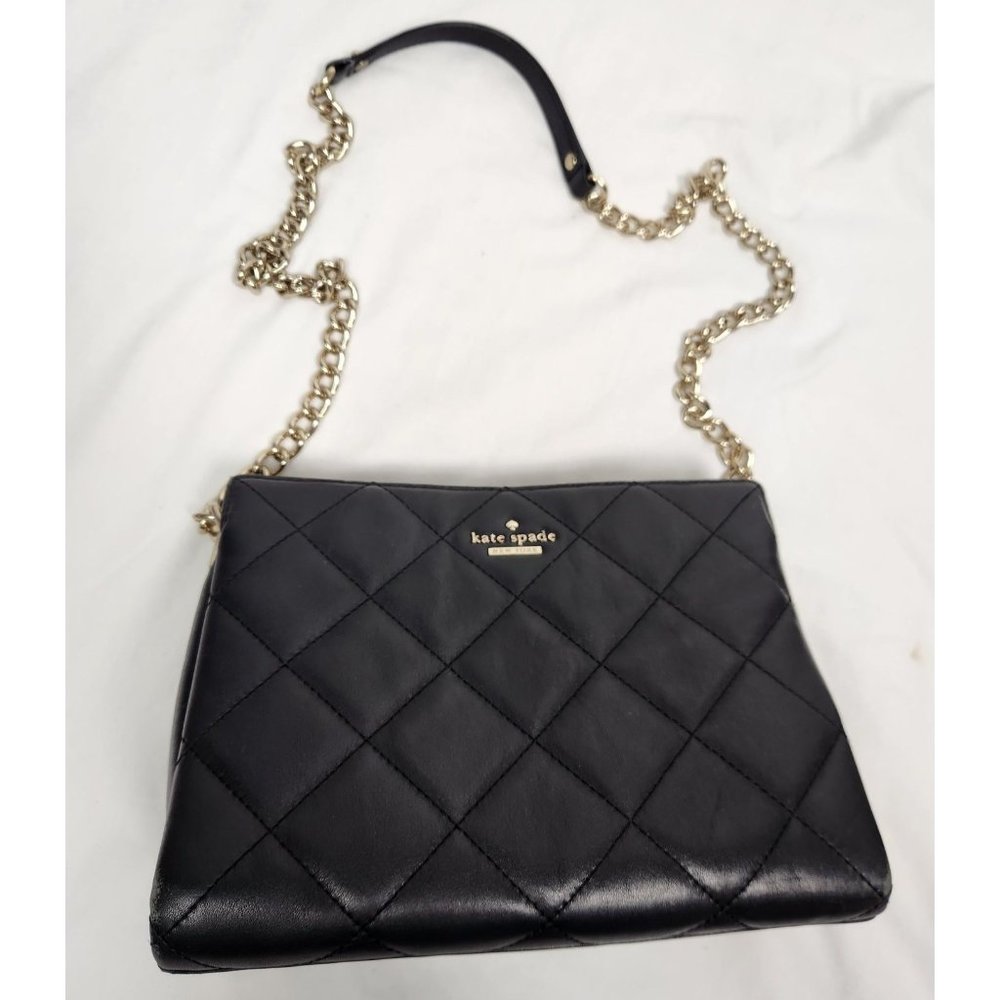 Kate Spade Black Quilted Leather Gold Chain Shoulder Bag